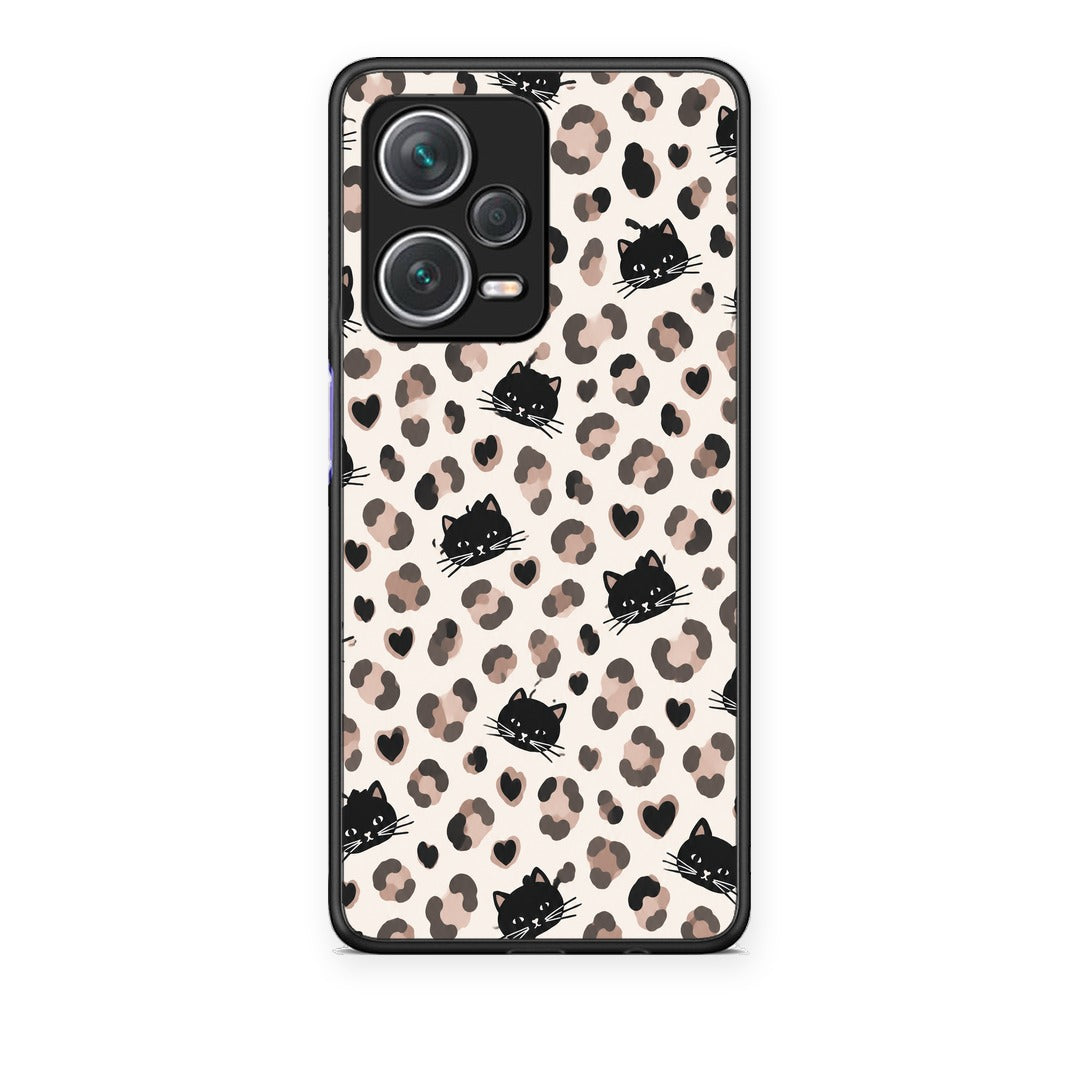 Θήκη Xiaomi Redmi Note 12 Pro+ / 12 Pro Discovery Leopard Spots and Black Cats on Cream από τη Smartfits με σχέδιο στο πίσω μέρος και μαύρο περίβλημα | Xiaomi Redmi Note 12 Pro+ / 12 Pro Discovery Leopard Spots and Black Cats on Cream case with colorful back and black bezels