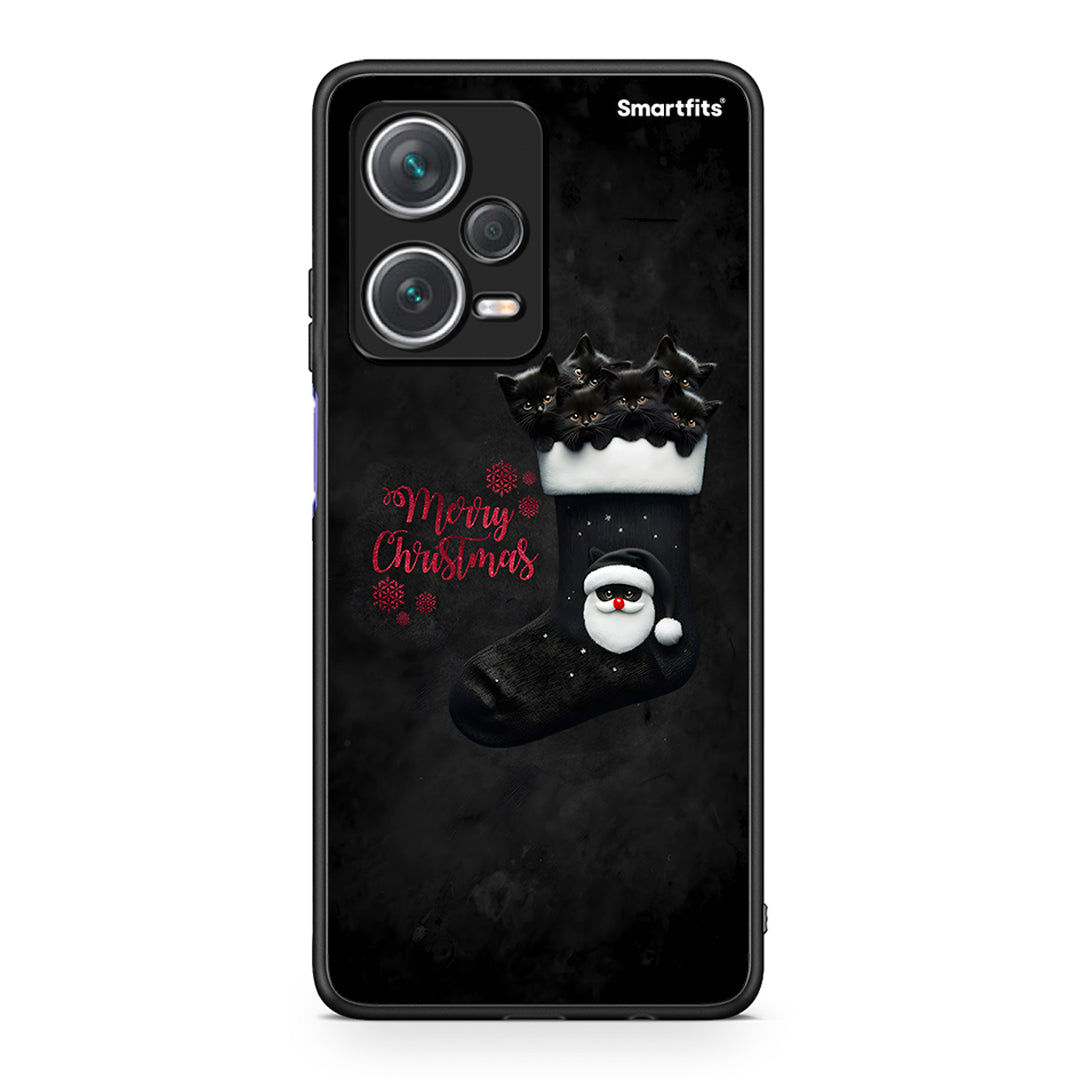 Xiaomi Redmi Note 12 Pro+ / 12 Pro Discovery Merry Cat Christmas θήκη από τη Smartfits με σχέδιο στο πίσω μέρος και μαύρο περίβλημα | Smartphone case with colorful back and black bezels by Smartfits