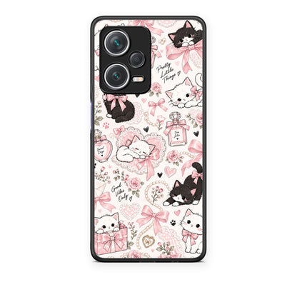 Θήκη Xiaomi Redmi Note 12 Pro+ / 12 Pro Discovery Pink Bows and Kittens Collage από τη Smartfits με σχέδιο στο πίσω μέρος και μαύρο περίβλημα | Xiaomi Redmi Note 12 Pro+ / 12 Pro Discovery Pink Bows and Kittens Collage case with colorful back and black bezels