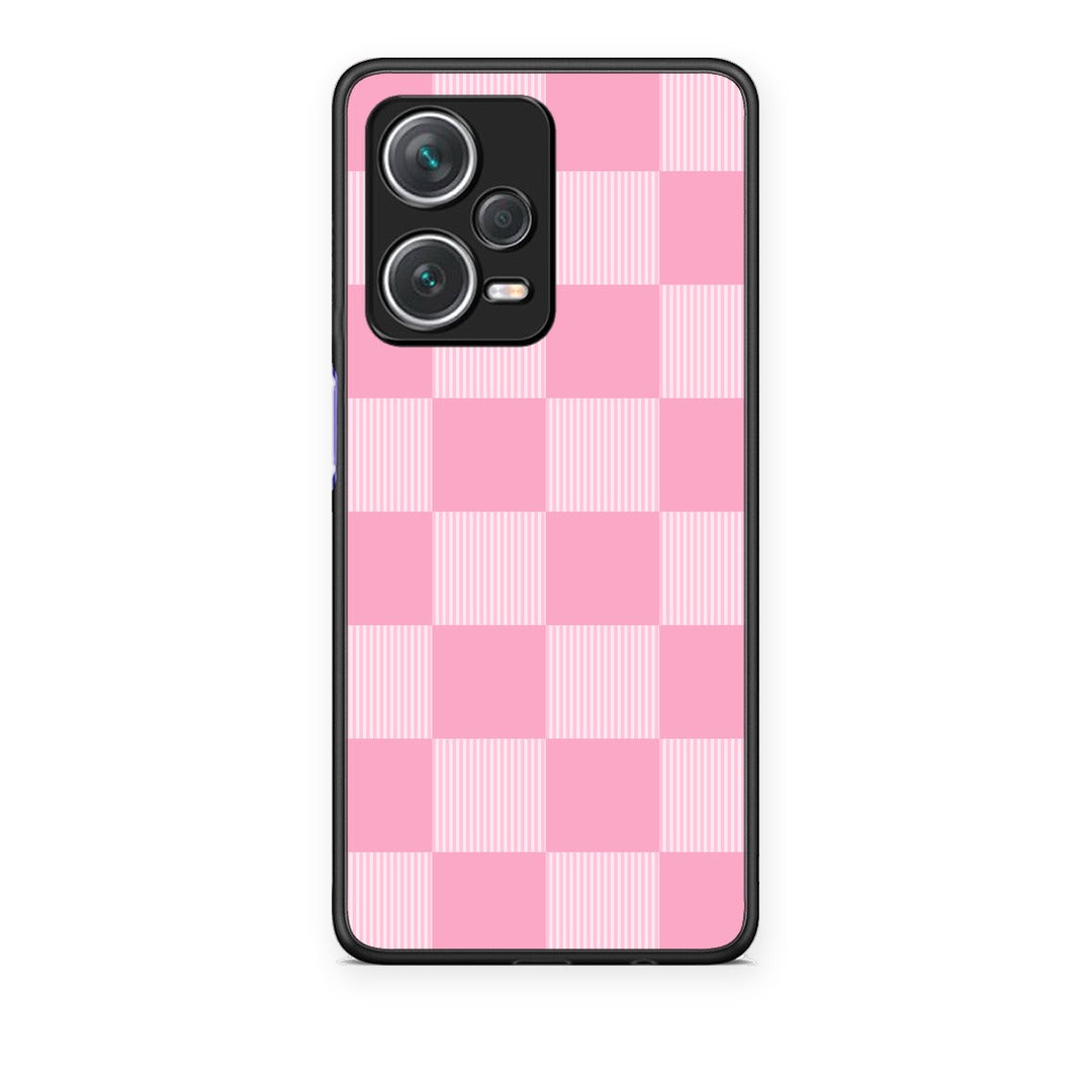 Θήκη Xiaomi Redmi Note 12 Pro+ / 12 Pro Discovery Pink and White Striped Checks από τη Smartfits με σχέδιο στο πίσω μέρος και μαύρο περίβλημα | Xiaomi Redmi Note 12 Pro+ / 12 Pro Discovery Pink and White Striped Checks case with colorful back and black bezels