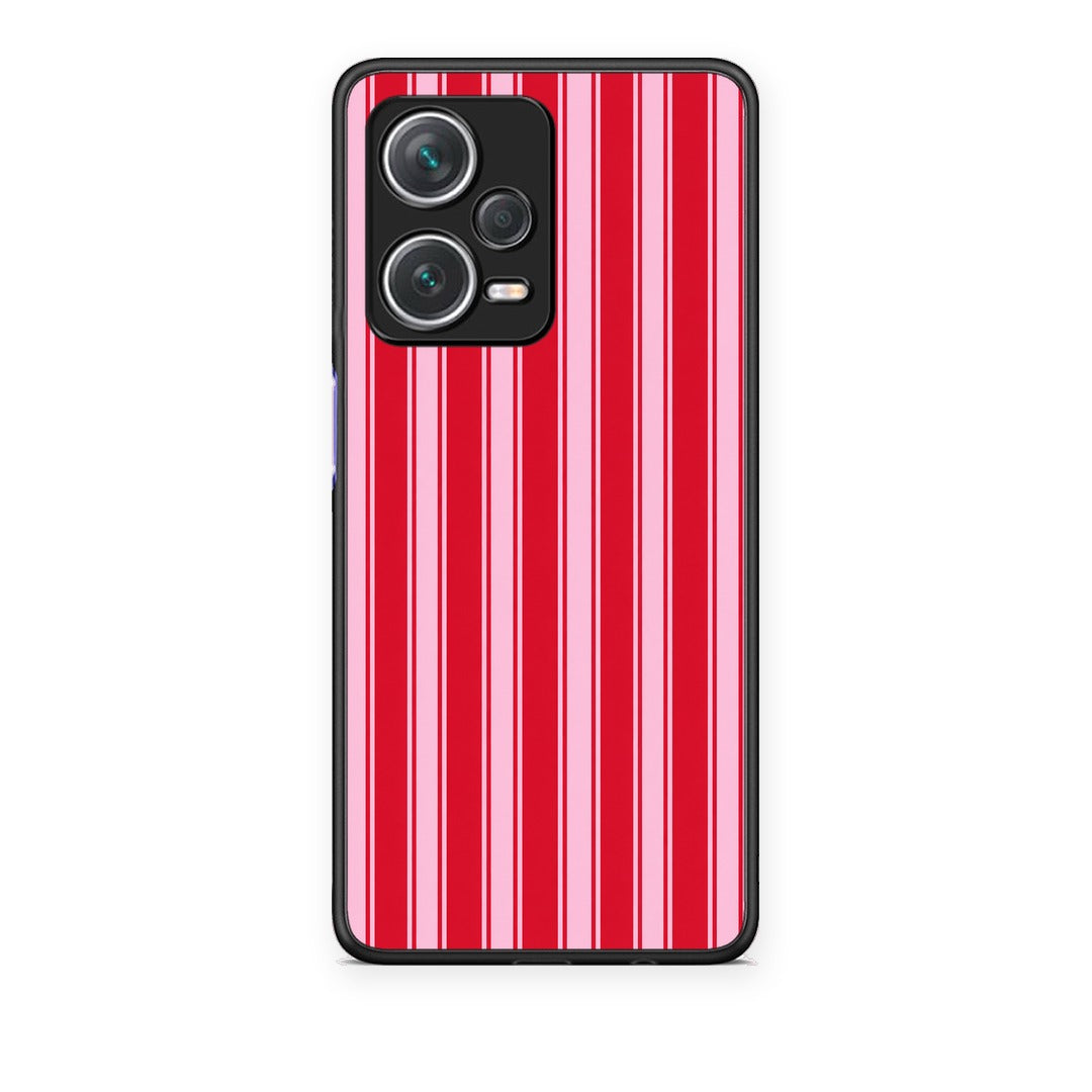 Θήκη Xiaomi Redmi Note 12 Pro+ / 12 Pro Discovery Red and Pink Vertical Pinstripes από τη Smartfits με σχέδιο στο πίσω μέρος και μαύρο περίβλημα | Xiaomi Redmi Note 12 Pro+ / 12 Pro Discovery Red and Pink Vertical Pinstripes case with colorful back and black bezels