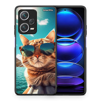 Thumbnail for Θήκη Xiaomi Redmi Note 12 Pro+ / 12 Pro Discovery Summer Cat από τη Smartfits με σχέδιο στο πίσω μέρος και μαύρο περίβλημα | Xiaomi Redmi Note 12 Pro+ / 12 Pro Discovery Summer Cat case with colorful back and black bezels