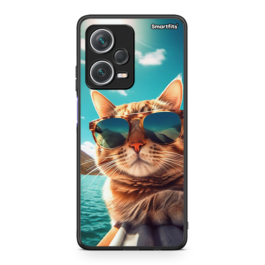Xiaomi Redmi Note 12 Pro+ / 12 Pro Discovery Summer Cat θήκη από τη Smartfits με σχέδιο στο πίσω μέρος και μαύρο περίβλημα | Smartphone case with colorful back and black bezels by Smartfits