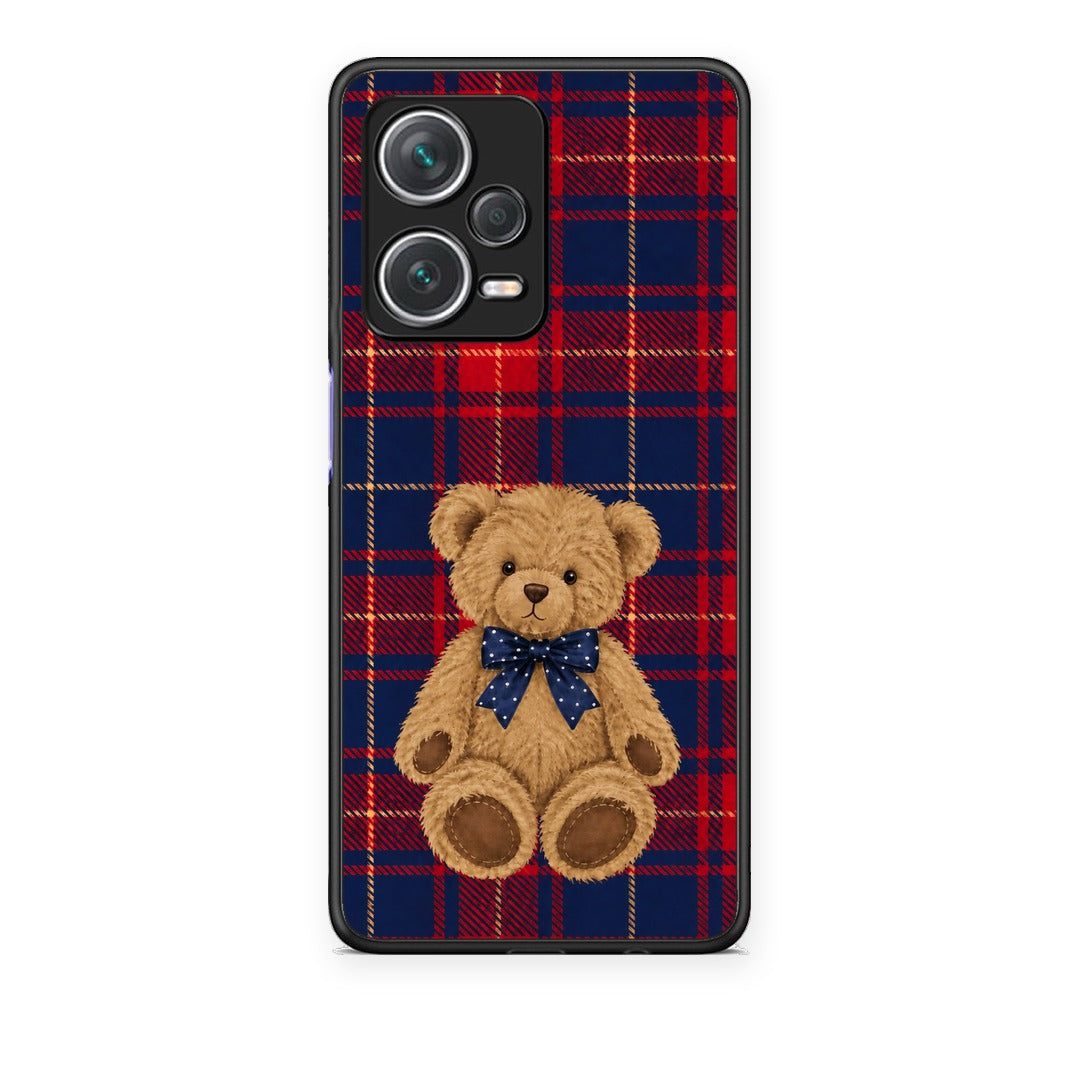 Θήκη Xiaomi Redmi Note 12 Pro+ / 12 Pro Discovery Teddy Bear on Red and Navy Tartan από τη Smartfits με σχέδιο στο πίσω μέρος και μαύρο περίβλημα | Xiaomi Redmi Note 12 Pro+ / 12 Pro Discovery Teddy Bear on Red and Navy Tartan case with colorful back and black bezels