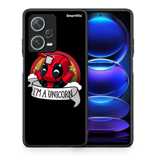 Θήκη Xiaomi Redmi Note 12 Pro+ / 12 Pro Discovery Unicorn Deadpool από τη Smartfits με σχέδιο στο πίσω μέρος και μαύρο περίβλημα | Xiaomi Redmi Note 12 Pro+ / 12 Pro Discovery Unicorn Deadpool case with colorful back and black bezels