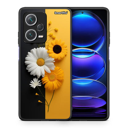 Θήκη Xiaomi Redmi Note 12 Pro+ / 12 Pro Discovery Yellow Daisies από τη Smartfits με σχέδιο στο πίσω μέρος και μαύρο περίβλημα | Xiaomi Redmi Note 12 Pro+ / 12 Pro Discovery Yellow Daisies case with colorful back and black bezels