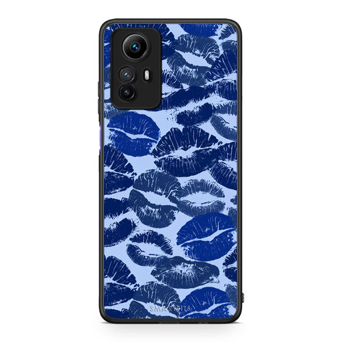 Θήκη Xiaomi Redmi Note 12S Blue Lipstick Kisses από τη Smartfits με σχέδιο στο πίσω μέρος και μαύρο περίβλημα | Xiaomi Redmi Note 12S Blue Lipstick Kisses case with colorful back and black bezels