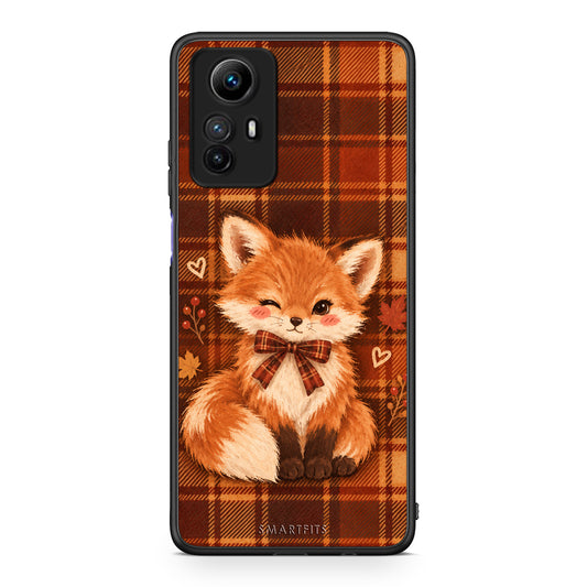 Θήκη Xiaomi Redmi Note 12S Fox on Autumn Tartan από τη Smartfits με σχέδιο στο πίσω μέρος και μαύρο περίβλημα | Xiaomi Redmi Note 12S Fox on Autumn Tartan case with colorful back and black bezels