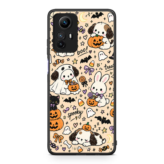 Θήκη Xiaomi Redmi Note 12S Halloween Puppies and Friends on Cream από τη Smartfits με σχέδιο στο πίσω μέρος και μαύρο περίβλημα | Xiaomi Redmi Note 12S Halloween Puppies and Friends on Cream case with colorful back and black bezels