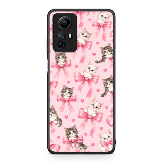 Θήκη Xiaomi Redmi Note 12S Kittens and Pink Bows on Pink από τη Smartfits με σχέδιο στο πίσω μέρος και μαύρο περίβλημα | Xiaomi Redmi Note 12S Kittens and Pink Bows on Pink case with colorful back and black bezels