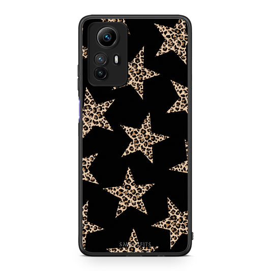Θήκη Xiaomi Redmi Note 12S Leopard Stars on Black από τη Smartfits με σχέδιο στο πίσω μέρος και μαύρο περίβλημα | Xiaomi Redmi Note 12S Leopard Stars on Black case with colorful back and black bezels