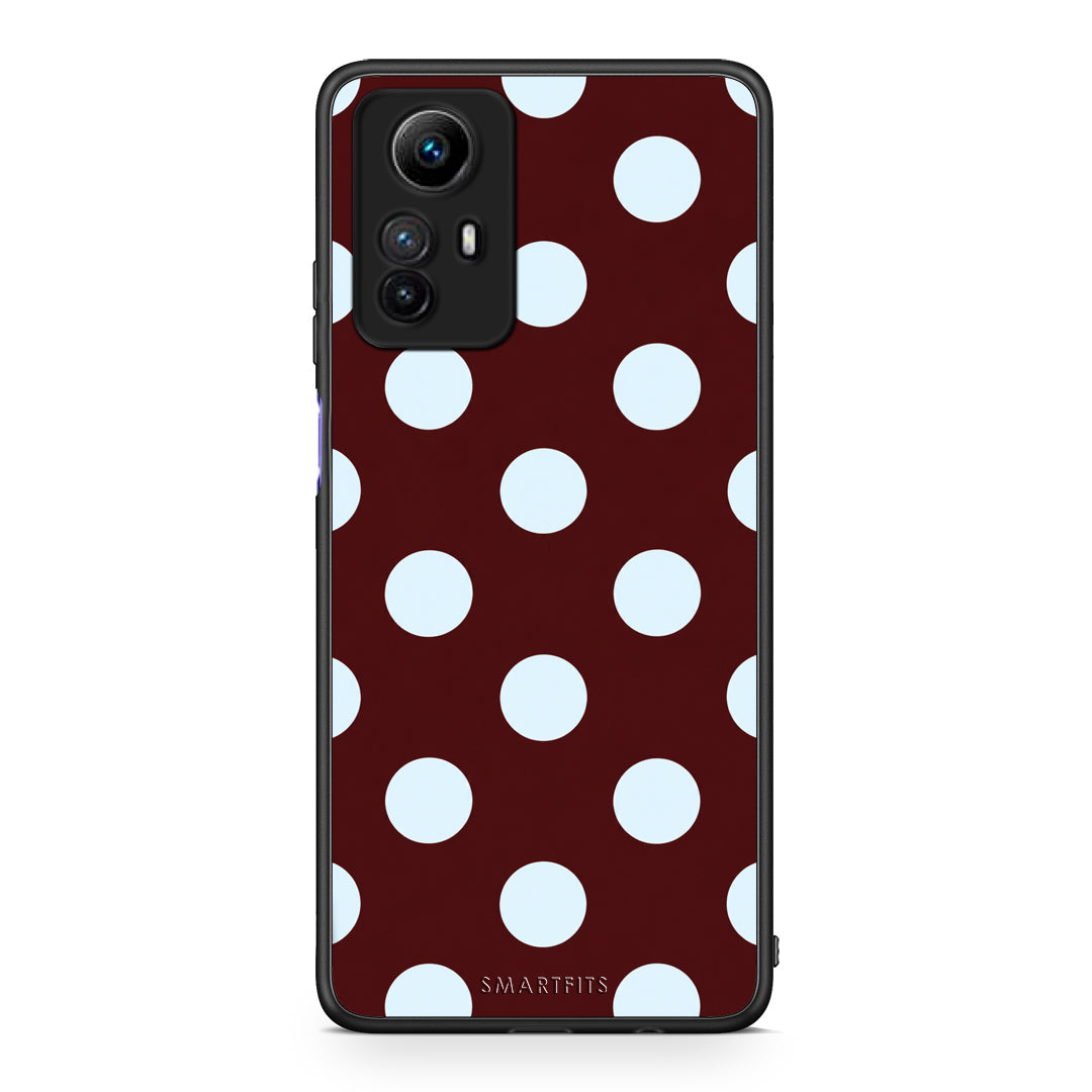 Θήκη Xiaomi Redmi Note 12S Pale Blue Large Polka Dots on Burgundy από τη Smartfits με σχέδιο στο πίσω μέρος και μαύρο περίβλημα | Xiaomi Redmi Note 12S Pale Blue Large Polka Dots on Burgundy case with colorful back and black bezels
