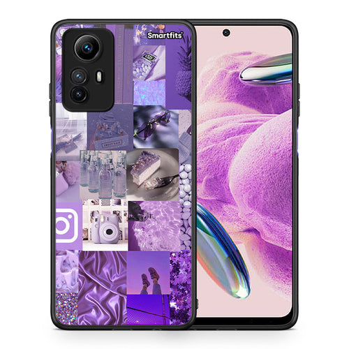 Θήκη Xiaomi Redmi Note 12S / Redmi K60 Pro Purple Aesthetic Collage από τη Smartfits με σχέδιο στο πίσω μέρος και μαύρο περίβλημα | Xiaomi Redmi Note 12S / Redmi K60 Pro Purple Aesthetic Collage Case with Colorful Back and Black Bezels