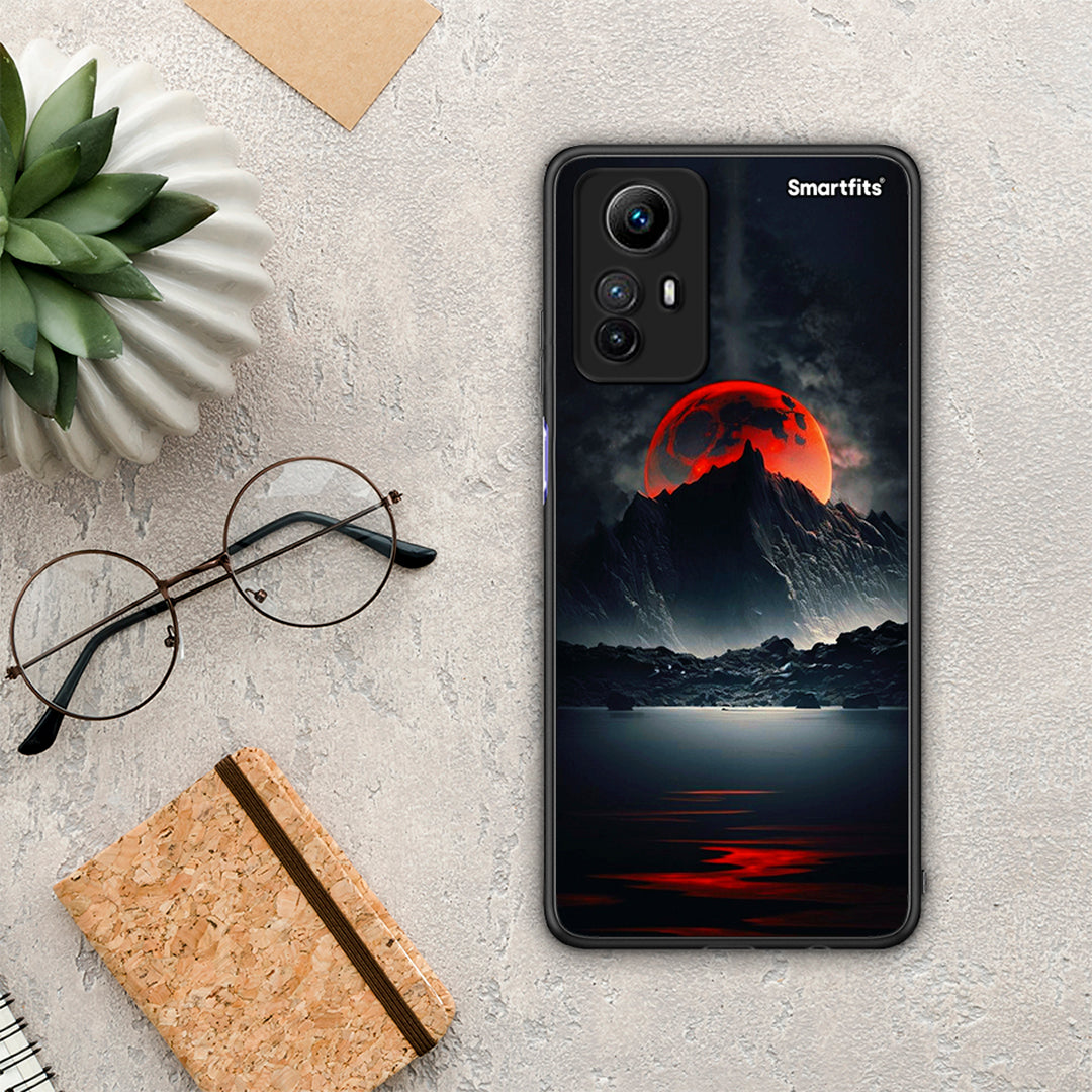 Θήκη Xiaomi Redmi Note 12S / Redmi K60 Pro Red Full Moon από τη Smartfits με σχέδιο στο πίσω μέρος και μαύρο περίβλημα | Xiaomi Redmi Note 12S / Redmi K60 Pro Red Full Moon Case with Colorful Back and Black Bezels