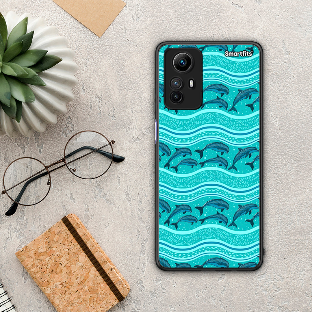 Θήκη Xiaomi Redmi Note 12S / Redmi K60 Pro Swimming Dolphins από τη Smartfits με σχέδιο στο πίσω μέρος και μαύρο περίβλημα | Xiaomi Redmi Note 12S / Redmi K60 Pro Swimming Dolphins Case with Colorful Back and Black Bezels