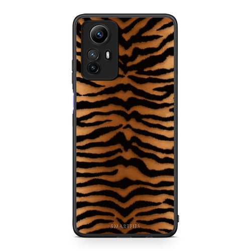 Θήκη Xiaomi Redmi Note 12S Tiger Print Orange and Black από τη Smartfits με σχέδιο στο πίσω μέρος και μαύρο περίβλημα | Xiaomi Redmi Note 12S Tiger Print Orange and Black case with colorful back and black bezels