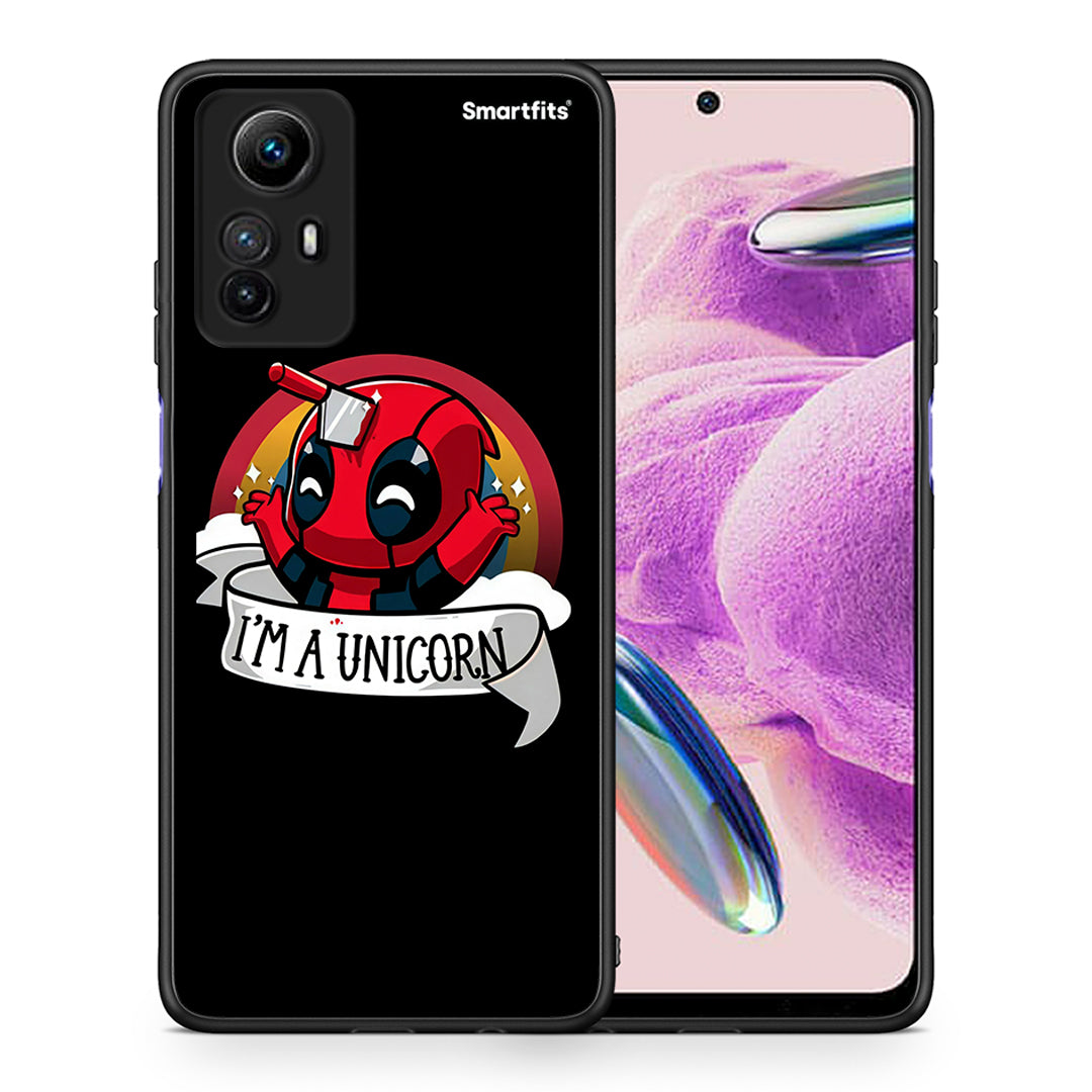 Θήκη Xiaomi Redmi Note 12S / Redmi K60 Pro Unicorn Deadpool από τη Smartfits με σχέδιο στο πίσω μέρος και μαύρο περίβλημα | Xiaomi Redmi Note 12S / Redmi K60 Pro Unicorn Deadpool Case with Colorful Back and Black Bezels