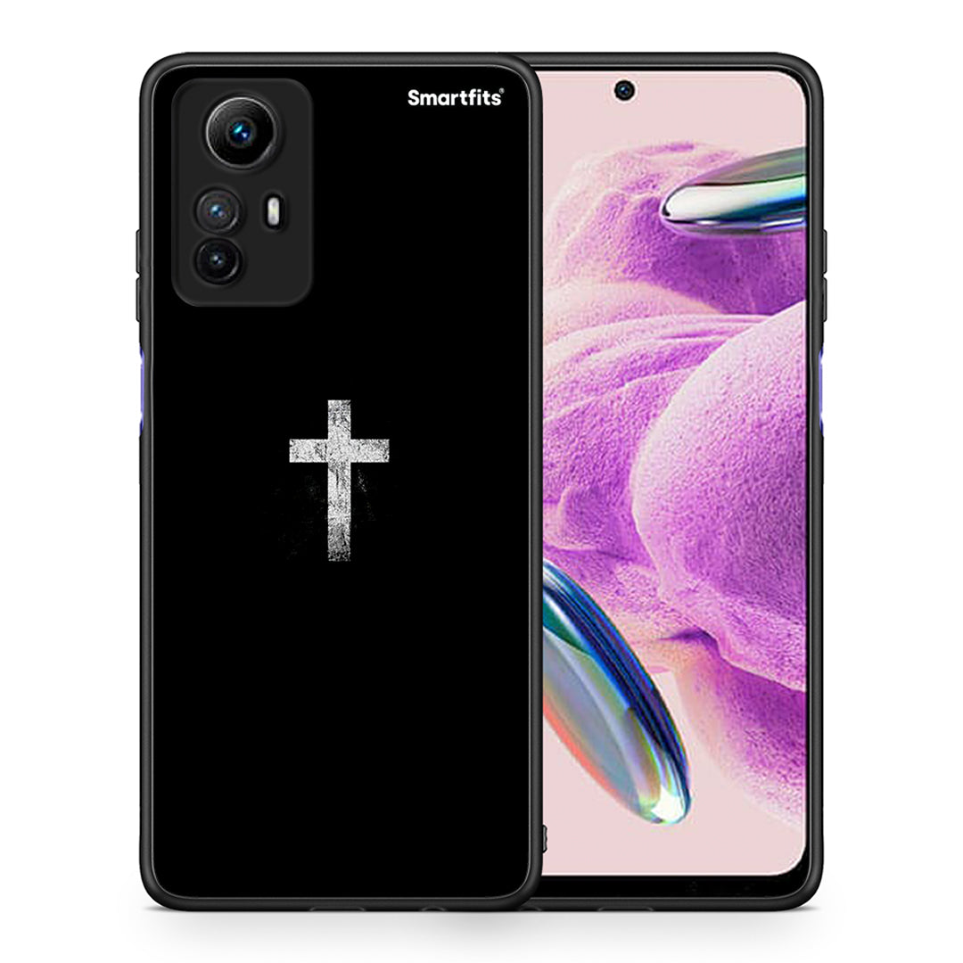Θήκη Xiaomi Redmi Note 12S / Redmi K60 Pro White Cross από τη Smartfits με σχέδιο στο πίσω μέρος και μαύρο περίβλημα | Xiaomi Redmi Note 12S / Redmi K60 Pro White Cross Case with Colorful Back and Black Bezels