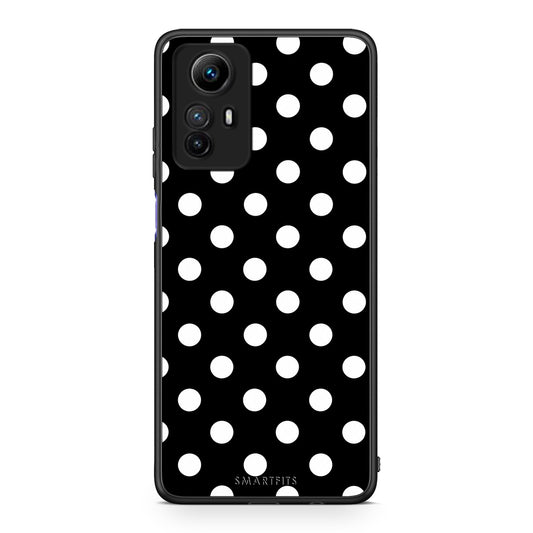Θήκη Xiaomi Redmi Note 12S White Polka Dots on Black από τη Smartfits με σχέδιο στο πίσω μέρος και μαύρο περίβλημα | Xiaomi Redmi Note 12S White Polka Dots on Black case with colorful back and black bezels