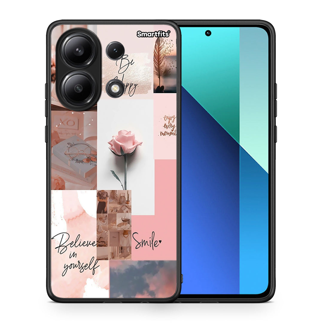 Θήκη Xiaomi Redmi Note 13 4G Aesthetic Collage από τη Smartfits με σχέδιο στο πίσω μέρος και μαύρο περίβλημα | Xiaomi Redmi Note 13 4G Aesthetic Collage case with colorful back and black bezels