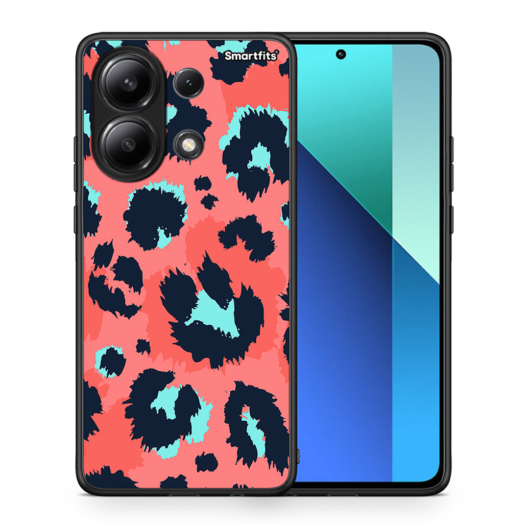 Θήκη Xiaomi Redmi Note 13 4G Pink Leopard Animal από τη Smartfits με σχέδιο στο πίσω μέρος και μαύρο περίβλημα | Xiaomi Redmi Note 13 4G Pink Leopard Animal case with colorful back and black bezels