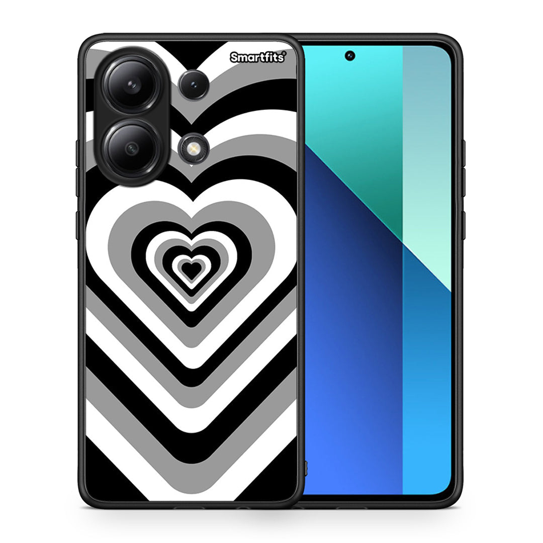 Θήκη Xiaomi Redmi Note 13 4G Black Hearts από τη Smartfits με σχέδιο στο πίσω μέρος και μαύρο περίβλημα | Xiaomi Redmi Note 13 4G Black Hearts case with colorful back and black bezels