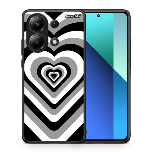 Θήκη Xiaomi Redmi Note 13 4G Black Hearts από τη Smartfits με σχέδιο στο πίσω μέρος και μαύρο περίβλημα | Xiaomi Redmi Note 13 4G Black Hearts case with colorful back and black bezels