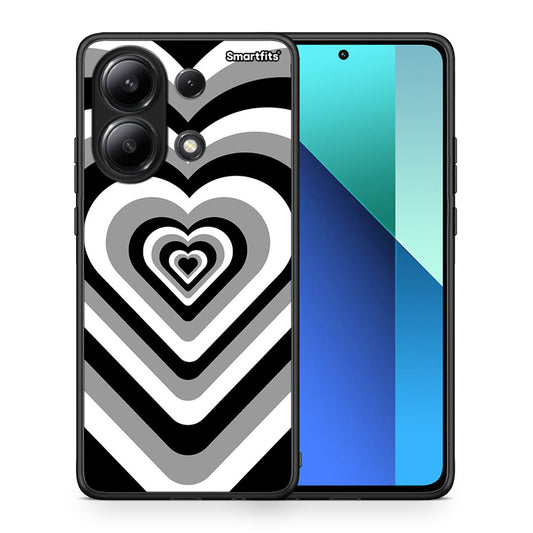 Θήκη Xiaomi Redmi Note 13 4G Black Hearts από τη Smartfits με σχέδιο στο πίσω μέρος και μαύρο περίβλημα | Xiaomi Redmi Note 13 4G Black Hearts case with colorful back and black bezels