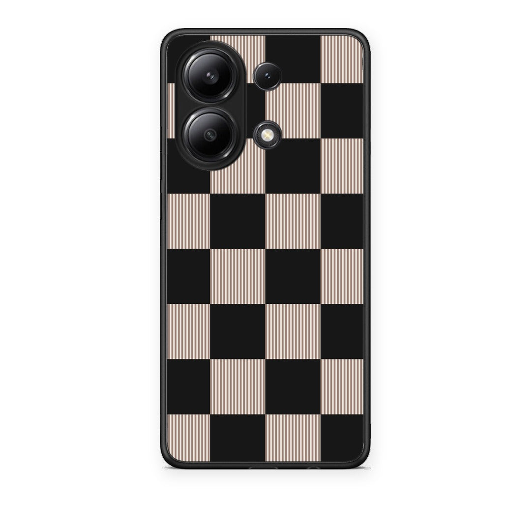 Θήκη Xiaomi Redmi Note 13 4G Black and Taupe Striped Checks από τη Smartfits με σχέδιο στο πίσω μέρος και μαύρο περίβλημα | Xiaomi Redmi Note 13 4G Black and Taupe Striped Checks case with colorful back and black bezels
