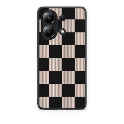 Θήκη Xiaomi Redmi Note 13 4G Black and Taupe Striped Checks από τη Smartfits με σχέδιο στο πίσω μέρος και μαύρο περίβλημα | Xiaomi Redmi Note 13 4G Black and Taupe Striped Checks case with colorful back and black bezels