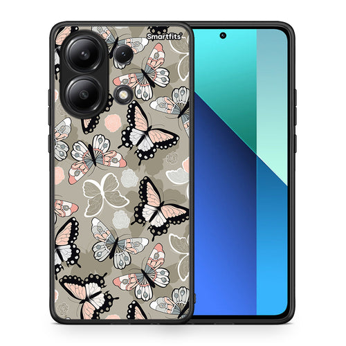 Θήκη Xiaomi Redmi Note 13 4G Butterflies Boho από τη Smartfits με σχέδιο στο πίσω μέρος και μαύρο περίβλημα | Xiaomi Redmi Note 13 4G Butterflies Boho case with colorful back and black bezels