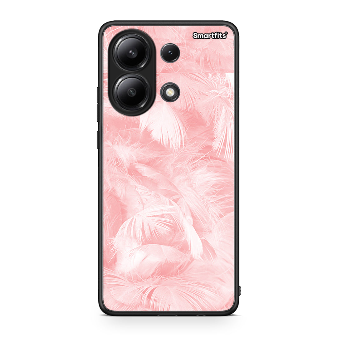 33 - Xiaomi Redmi Note 13 4G Pink Feather Boho case, cover, bumper