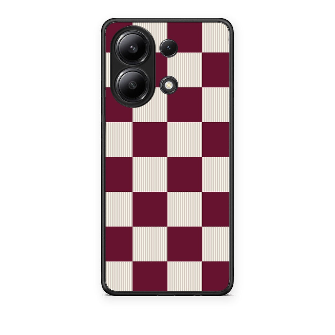 Θήκη Xiaomi Redmi Note 13 4G Burgundy and Cream Striped Checks από τη Smartfits με σχέδιο στο πίσω μέρος και μαύρο περίβλημα | Xiaomi Redmi Note 13 4G Burgundy and Cream Striped Checks case with colorful back and black bezels