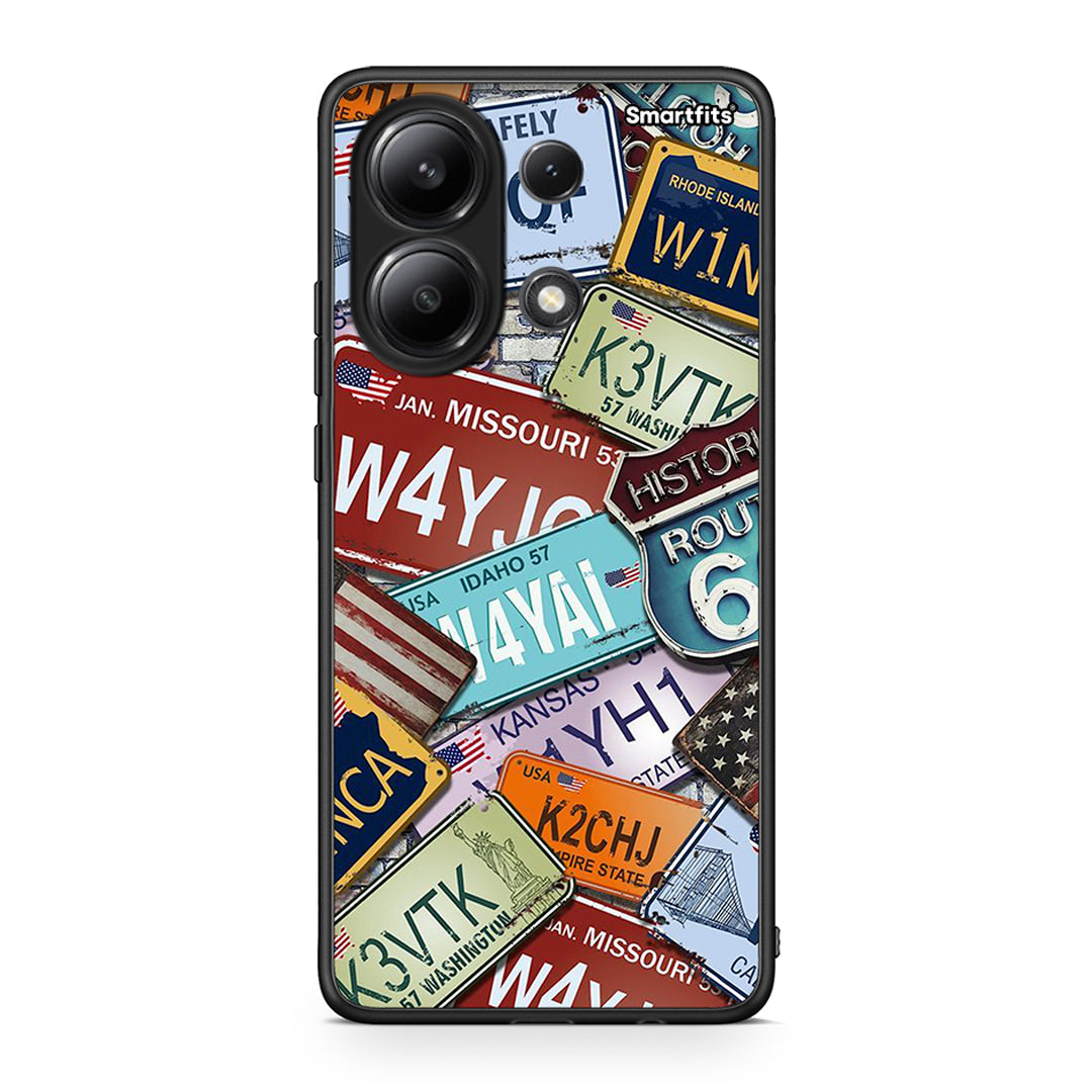 Xiaomi Redmi Note 13 4G Car Plates θήκη από τη Smartfits με σχέδιο στο πίσω μέρος και μαύρο περίβλημα | Smartphone case with colorful back and black bezels by Smartfits
