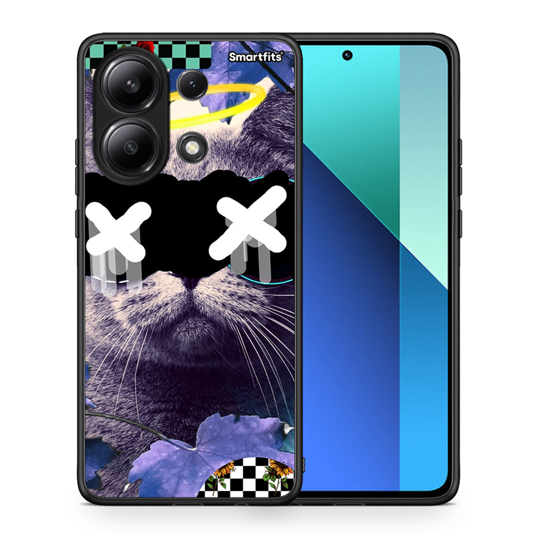 Θήκη Xiaomi Redmi Note 13 4G Cat Collage από τη Smartfits με σχέδιο στο πίσω μέρος και μαύρο περίβλημα | Xiaomi Redmi Note 13 4G Cat Collage case with colorful back and black bezels