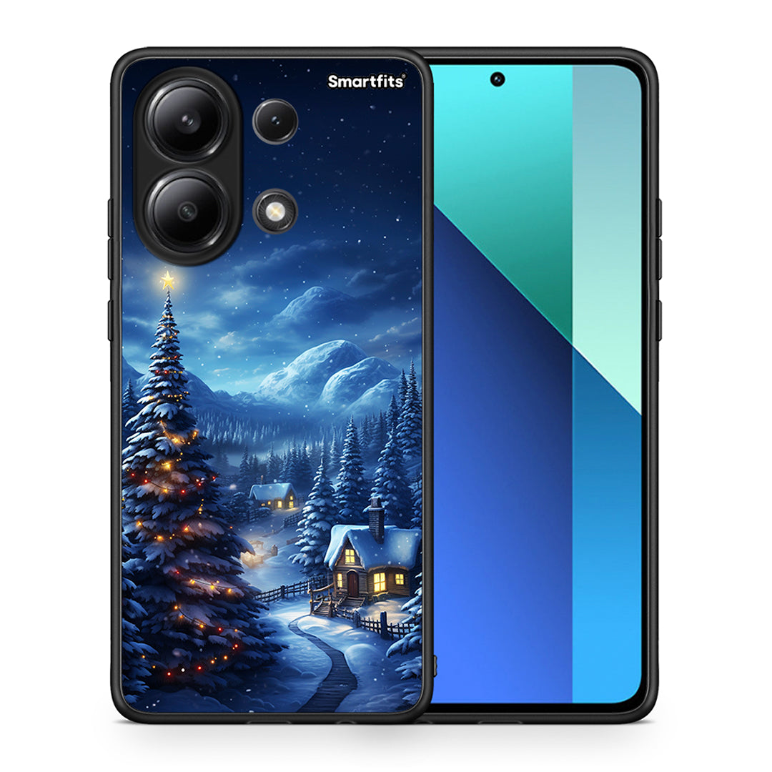 Θήκη Xiaomi Redmi Note 13 4G Christmas Scenery από τη Smartfits με σχέδιο στο πίσω μέρος και μαύρο περίβλημα | Xiaomi Redmi Note 13 4G Christmas Scenery case with colorful back and black bezels