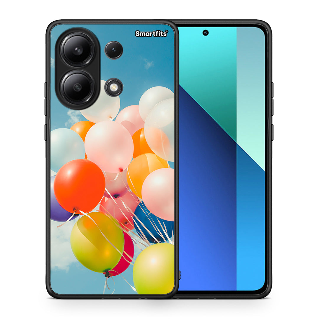 Θήκη Xiaomi Redmi Note 13 4G Colorful Balloons από τη Smartfits με σχέδιο στο πίσω μέρος και μαύρο περίβλημα | Xiaomi Redmi Note 13 4G Colorful Balloons case with colorful back and black bezels