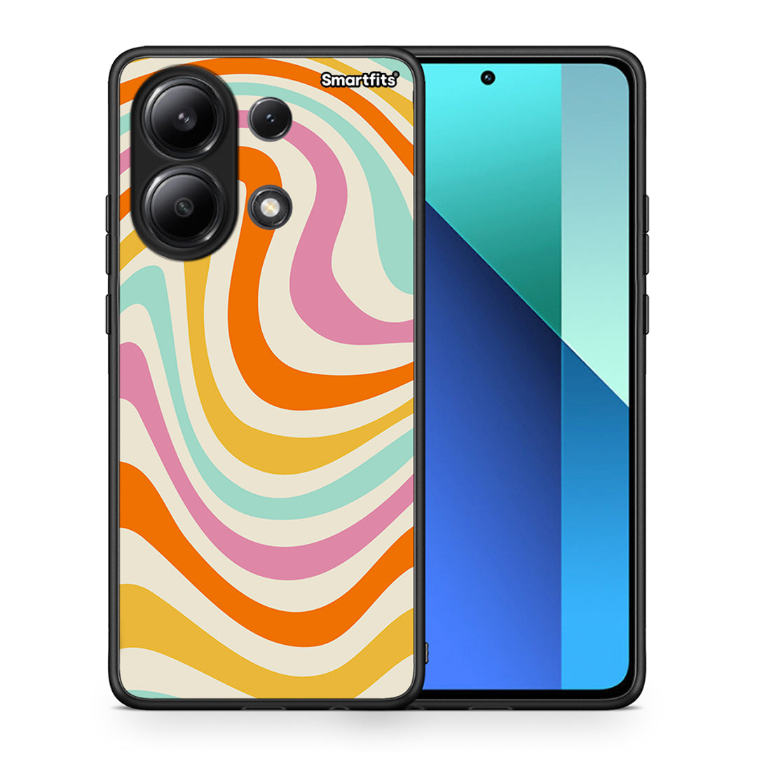 Θήκη Xiaomi Redmi Note 13 4G Colourful Waves από τη Smartfits με σχέδιο στο πίσω μέρος και μαύρο περίβλημα | Xiaomi Redmi Note 13 4G Colourful Waves case with colorful back and black bezels