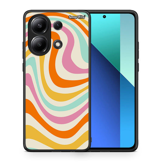 Θήκη Xiaomi Redmi Note 13 4G Colourful Waves από τη Smartfits με σχέδιο στο πίσω μέρος και μαύρο περίβλημα | Xiaomi Redmi Note 13 4G Colourful Waves case with colorful back and black bezels