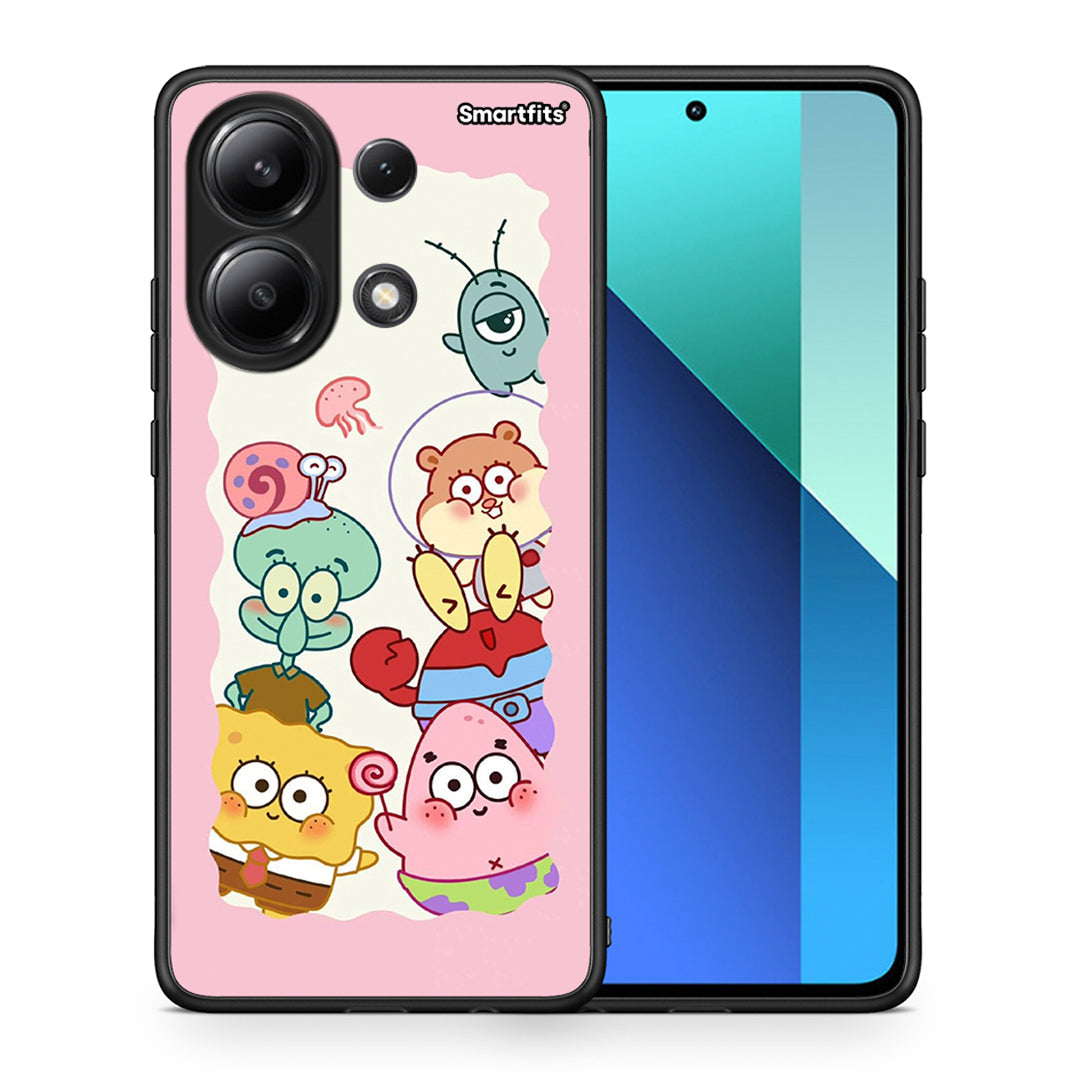 Θήκη Xiaomi Redmi Note 13 4G Cute Companion από τη Smartfits με σχέδιο στο πίσω μέρος και μαύρο περίβλημα | Xiaomi Redmi Note 13 4G Cute Companion case with colorful back and black bezels