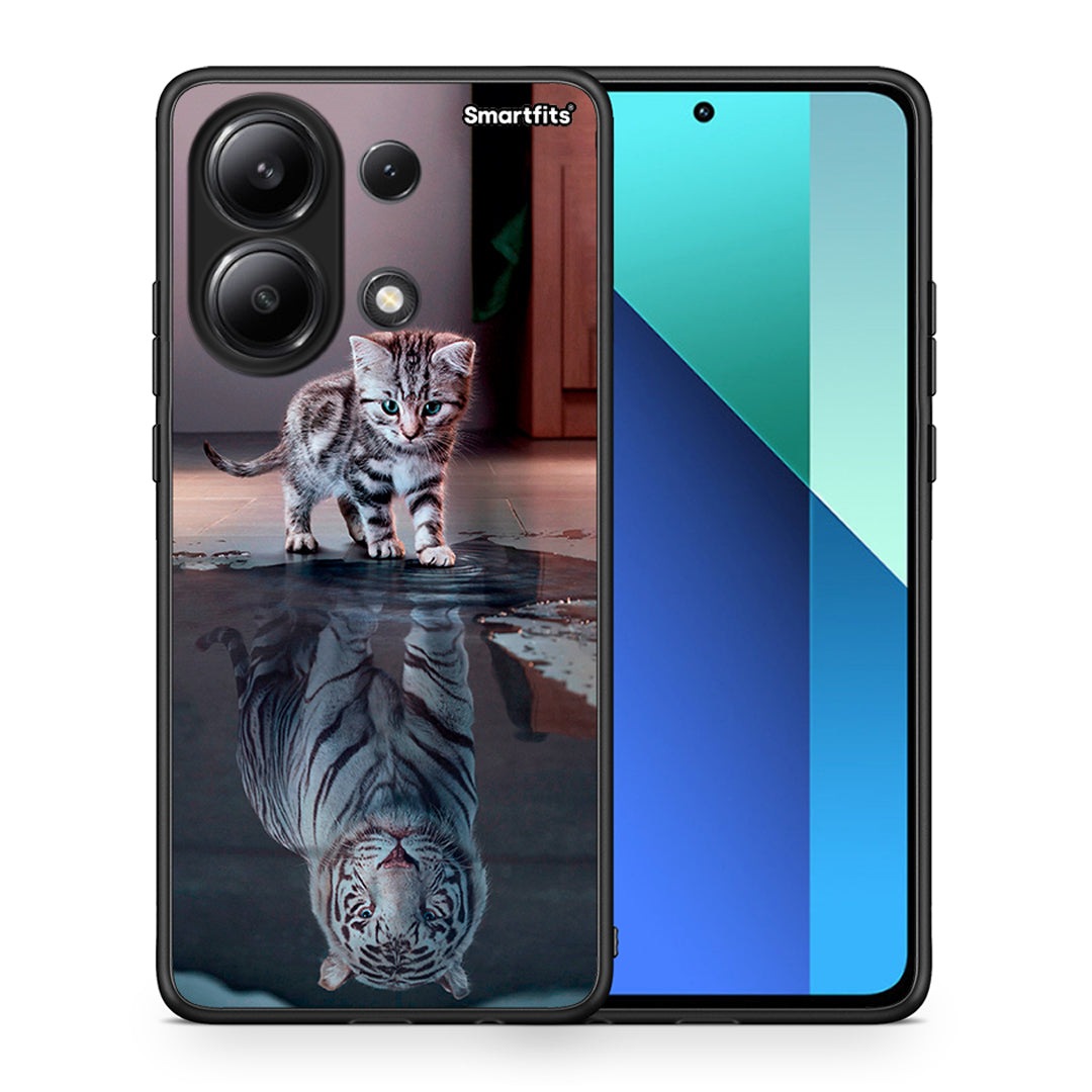 Θήκη Xiaomi Redmi Note 13 4G Tiger Cute από τη Smartfits με σχέδιο στο πίσω μέρος και μαύρο περίβλημα | Xiaomi Redmi Note 13 4G Tiger Cute case with colorful back and black bezels