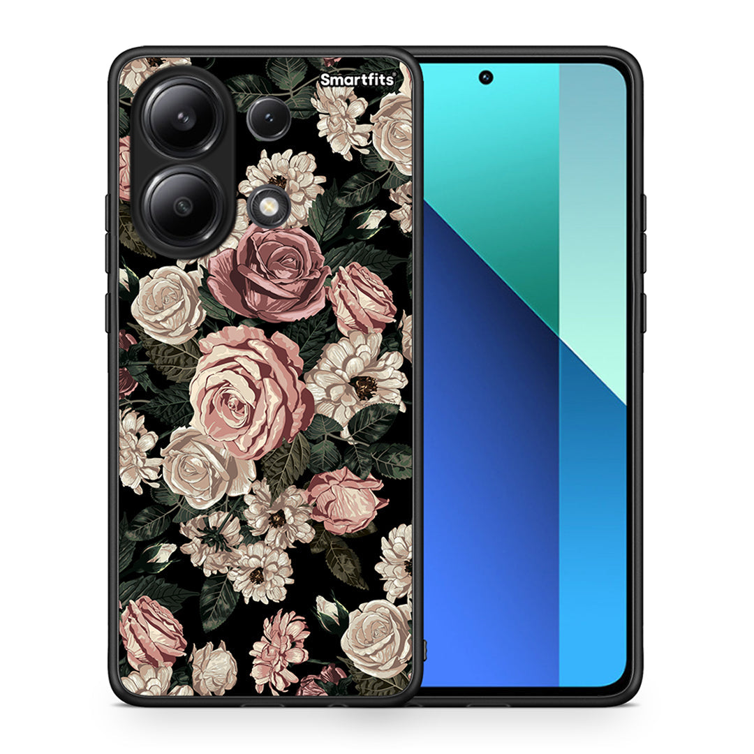 Θήκη Xiaomi Redmi Note 13 4G Wild Roses Flower από τη Smartfits με σχέδιο στο πίσω μέρος και μαύρο περίβλημα | Xiaomi Redmi Note 13 4G Wild Roses Flower case with colorful back and black bezels