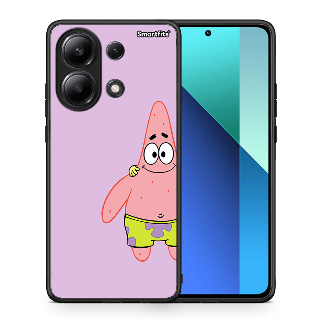 Θήκη Xiaomi Redmi Note 13 4G Friends Patrick από τη Smartfits με σχέδιο στο πίσω μέρος και μαύρο περίβλημα | Xiaomi Redmi Note 13 4G Friends Patrick case with colorful back and black bezels