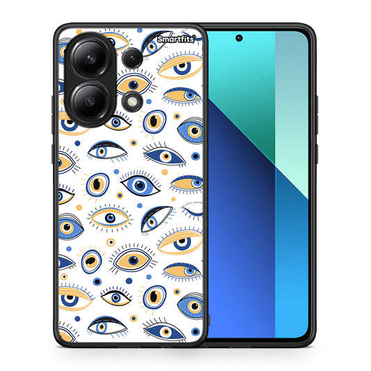 Θήκη Xiaomi Redmi Note 13 4G Ftou Ftou από τη Smartfits με σχέδιο στο πίσω μέρος και μαύρο περίβλημα | Xiaomi Redmi Note 13 4G Ftou Ftou case with colorful back and black bezels