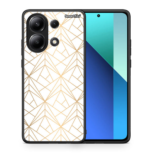 Θήκη Xiaomi Redmi Note 13 4G Luxury White Geometric από τη Smartfits με σχέδιο στο πίσω μέρος και μαύρο περίβλημα | Xiaomi Redmi Note 13 4G Luxury White Geometric case with colorful back and black bezels