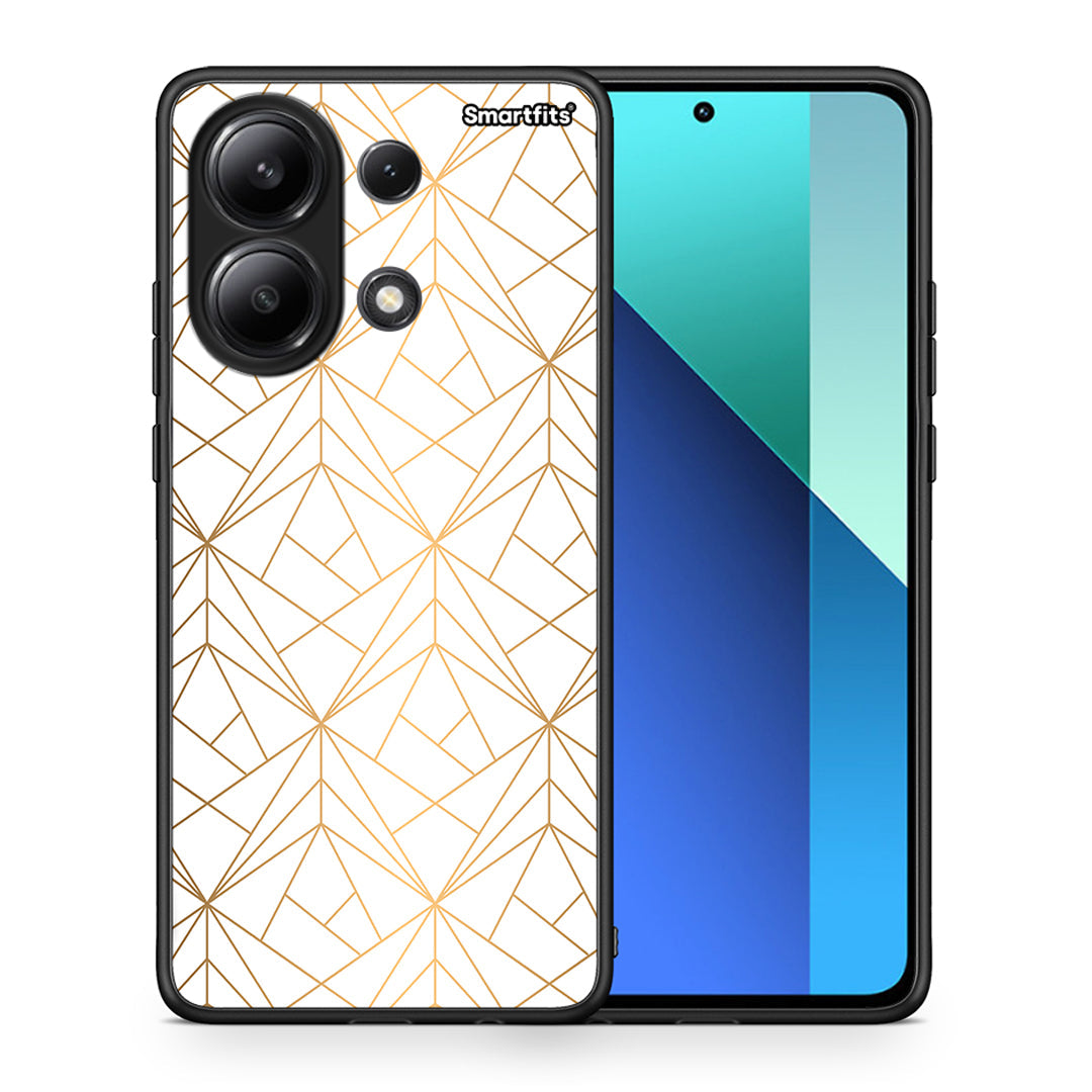 Θήκη Xiaomi Redmi Note 13 4G Luxury White Geometric από τη Smartfits με σχέδιο στο πίσω μέρος και μαύρο περίβλημα | Xiaomi Redmi Note 13 4G Luxury White Geometric case with colorful back and black bezels