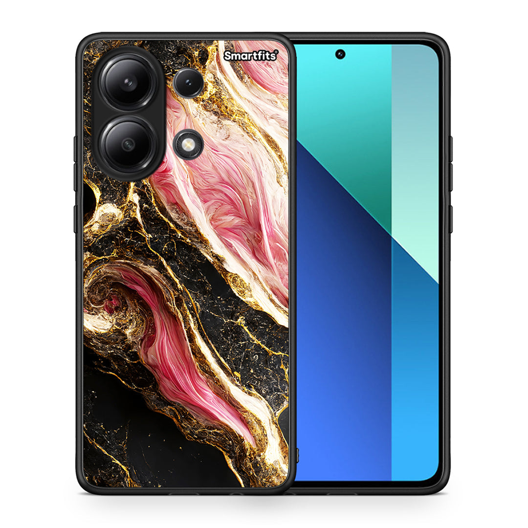 Θήκη Xiaomi Redmi Note 13 4G Glamorous Pink Marble από τη Smartfits με σχέδιο στο πίσω μέρος και μαύρο περίβλημα | Xiaomi Redmi Note 13 4G Glamorous Pink Marble case with colorful back and black bezels