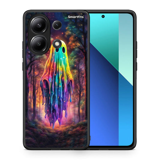 Θήκη Xiaomi Redmi Note 13 4G Halloween Ghost από τη Smartfits με σχέδιο στο πίσω μέρος και μαύρο περίβλημα | Xiaomi Redmi Note 13 4G Halloween Ghost case with colorful back and black bezels