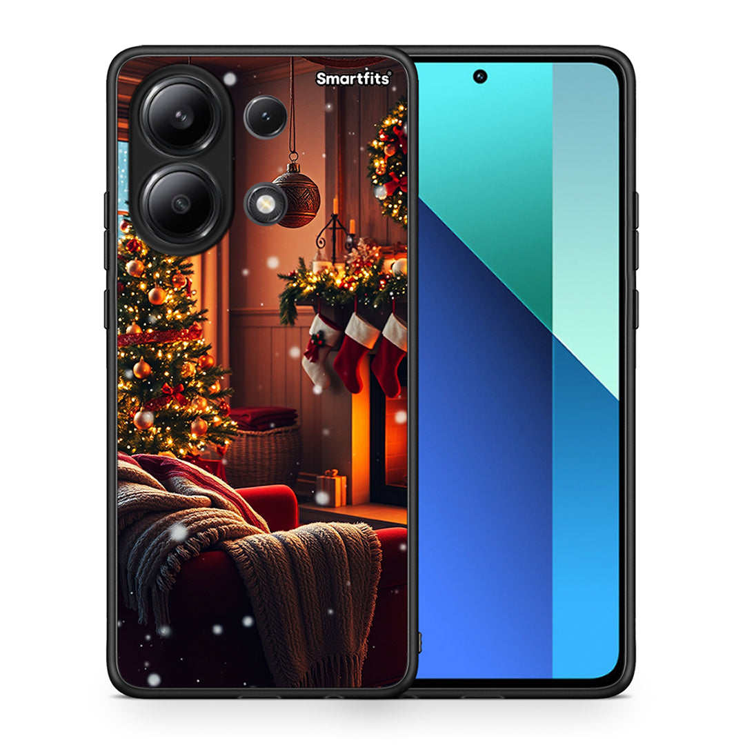 Θήκη Xiaomi Redmi Note 13 4G Home For Christmas από τη Smartfits με σχέδιο στο πίσω μέρος και μαύρο περίβλημα | Xiaomi Redmi Note 13 4G Home For Christmas case with colorful back and black bezels