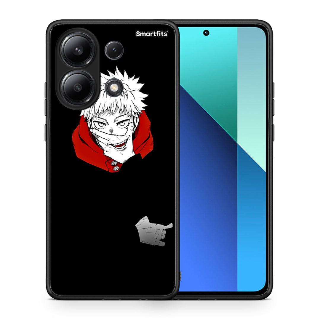 Θήκη Xiaomi Redmi Note 13 4G Itadori Anime από τη Smartfits με σχέδιο στο πίσω μέρος και μαύρο περίβλημα | Xiaomi Redmi Note 13 4G Itadori Anime case with colorful back and black bezels